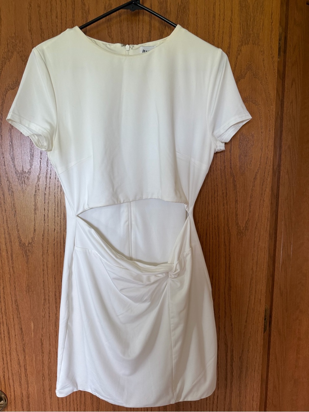 Princess Polly white Cutout Knot-Front Mini Dress